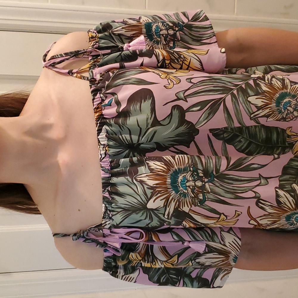 J. Crew Pink Tropical Floral Off-Shoulder Blouse - Picture 4 of 5